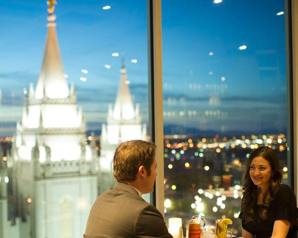 Dining Options Temple Square is home to four incredible restaurants that feature everything from fine dining with gorgeous views of the temple to rustic home cooking in Brigham Young s old residence.