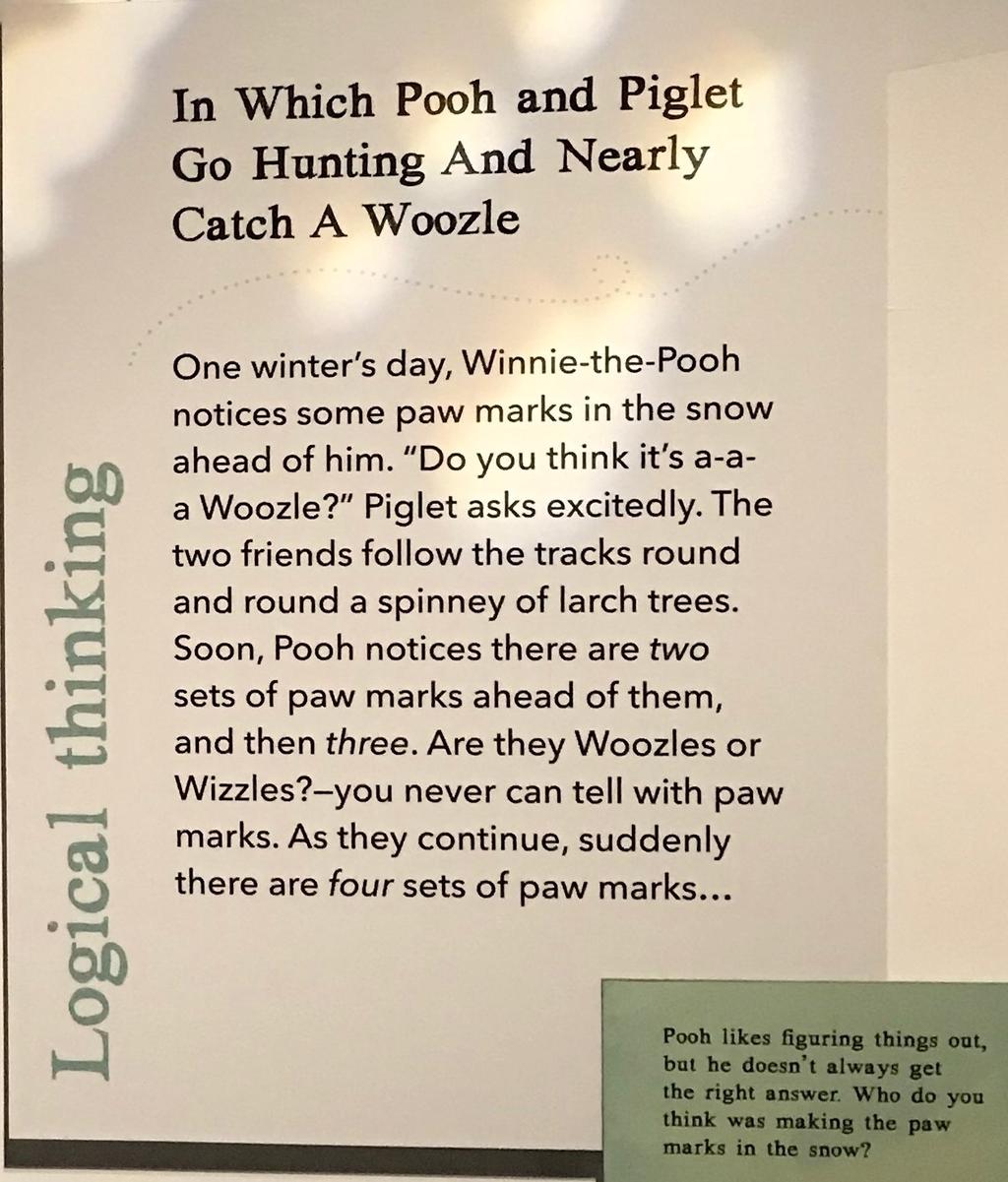 Caption from Winnie-the-Pooh: Exploring a Classic exhibition at Museum of Fine Arts, Boston. The belief I am making a mess that Perry came to actually involves complex inferences.