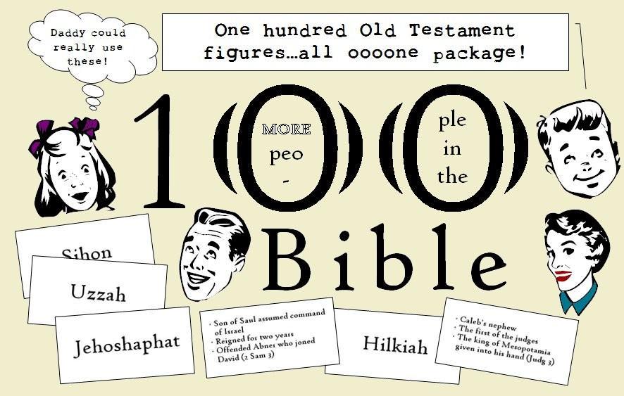 One-Hundred flash cards to be used for helping students memorize facts about individuals in the Old Testament.