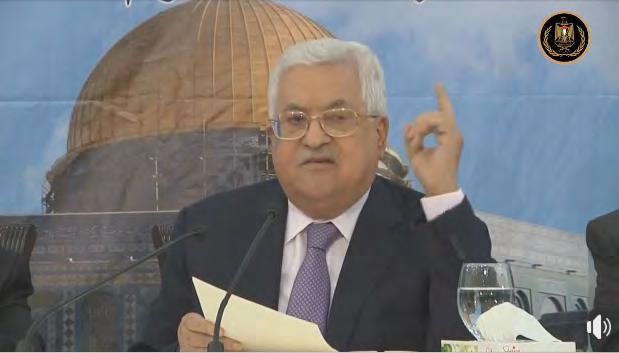 13 Mahmoud Abbas gives the speech opening the PLO's Central Council conference (Mahmoud Abbas' Facebook page, August 15, 2018).