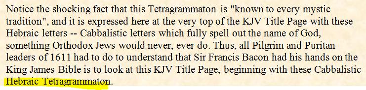 The Pilgrim and Puritan s could not possibly be revolting against the 1611 KJV because of hwhy. If anything it was the vowel point.