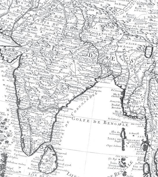 Map 2 The subcontinent, from the early-eighteenth century Atlas Nouveau of Guillaume de l Isle. and there are some well-known names like Kanauj in Uttar Pradesh (spelt in the map as Qanauj).