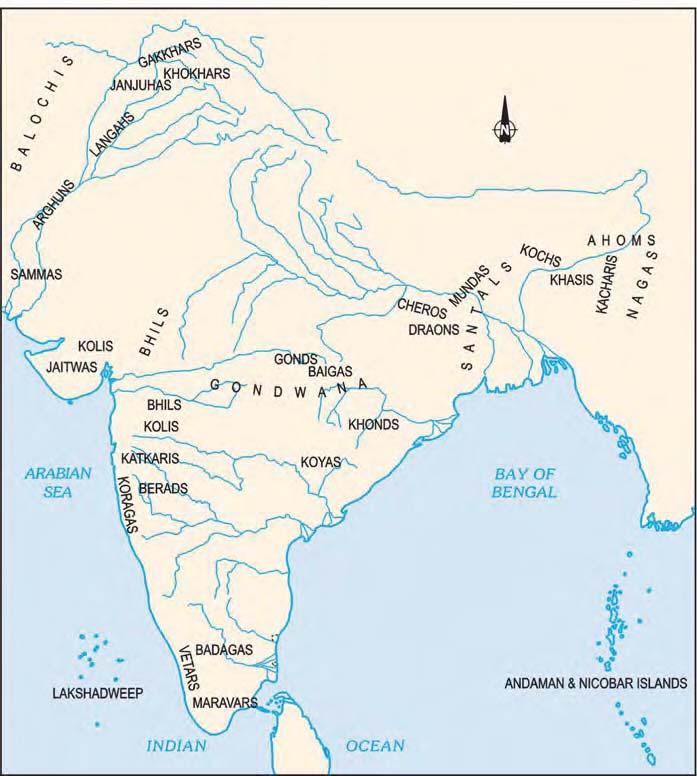 Map 1 Location of some of the major Indian tribes. tribe in the north-west. They were divided into many smaller clans under different chiefs.