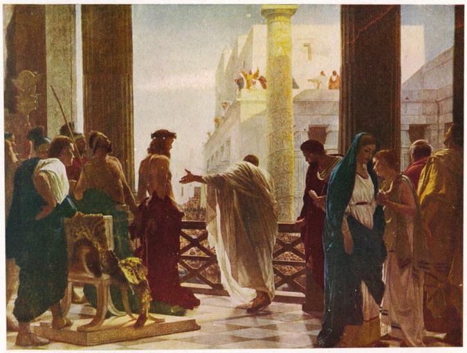 10 A4 The Suffering, Death and Resurrection of Jesus Look at the picture below, which shows Pilate offering Jesus to the
