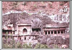Ellora, about 65 km from Ajanta, has 34 cave temples carved out of the