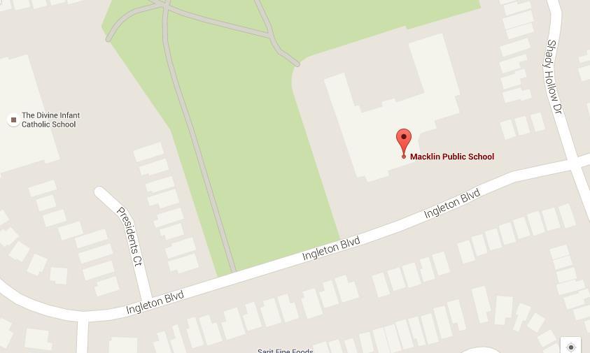 No Stopping/Parking Area in front of Macklin P.S. from 