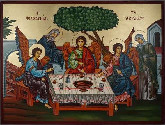 2019 LENTEN COMMUNAL PENANCE SERVICE LEADER S GUIDE Hospitality of Abraham (HOLY TRINITY ABRAHAM AND SARAH) Hand-painted icon landscape. https://www.blessedmart.