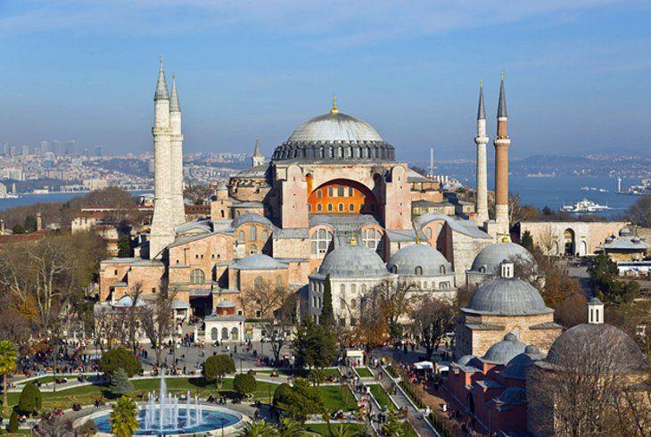 Many great monuments of the empire would be built under Justinian, including the spectacular domed Church of Holy Wisdom, or Hagia Sophia.