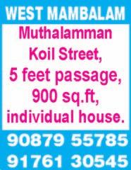 Nagar/West Mambalam/Ashok Nagar/K.K. Nagar. Owners contact: 98414 06555/ 98414 06777.