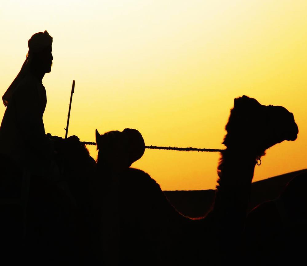 Merchants traveled using camels.