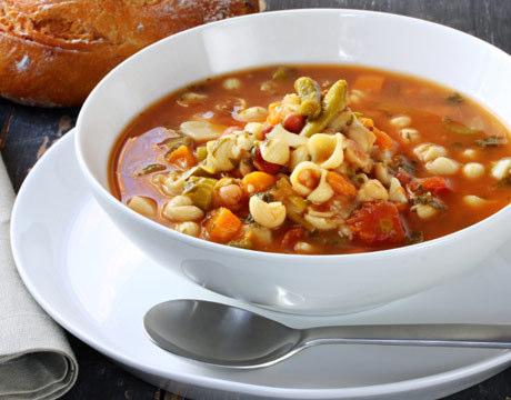 Minestrone Soup Page 8 Ingredients: 3 tablespoons olive oil 1 leek, sliced 2 carrots, chopped 1 zucchini, thinly sliced 4 ounces green beans, cut into 1 inch pieces 2 stalks celery, thinly sliced 1 ½