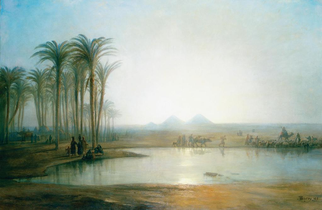 Figure 7.2 With their supply of water, shade, and date palms, oases like this one in Egypt have long been key centers of permanent settlement and trade in the desert.