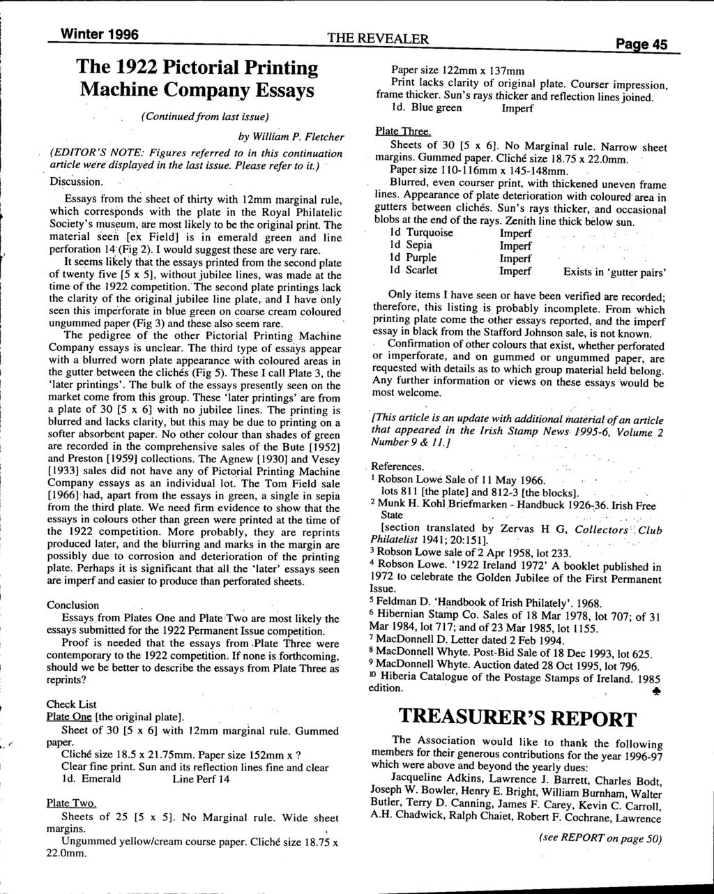 Winter 1996 The 1922 Pictorial Printing Machine Company Essays (Continued from last issue) by William P.
