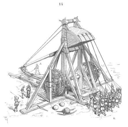 weapons of siege warfare, the mangonel and trebuchet that