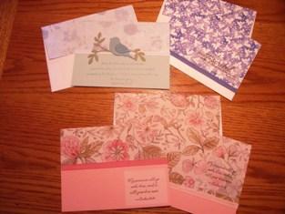 (See Below) Pat B-Arbor Vitae, WI cancer resource booklets/sheets for CMN Many thanks, Pat! Carol W-Anchorage, AK pretty, pretty handmade note cards They are lovely, Carol. Thank You!