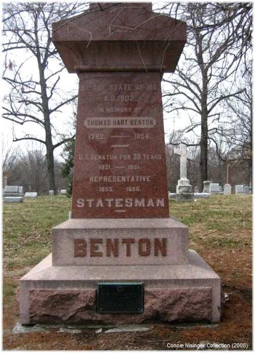 Thomas Hart Benton Some big early families Was in War 1812, moved to STL after, began a law practice and was editor of Missouri Enquirer 1817 duel with Charles Lucas.