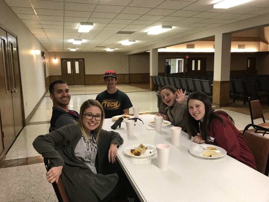 They start the evening in the lunchroom where a hot dinner has been prepared for them by some of the wonderful members here at Victory who love to love on our kids.