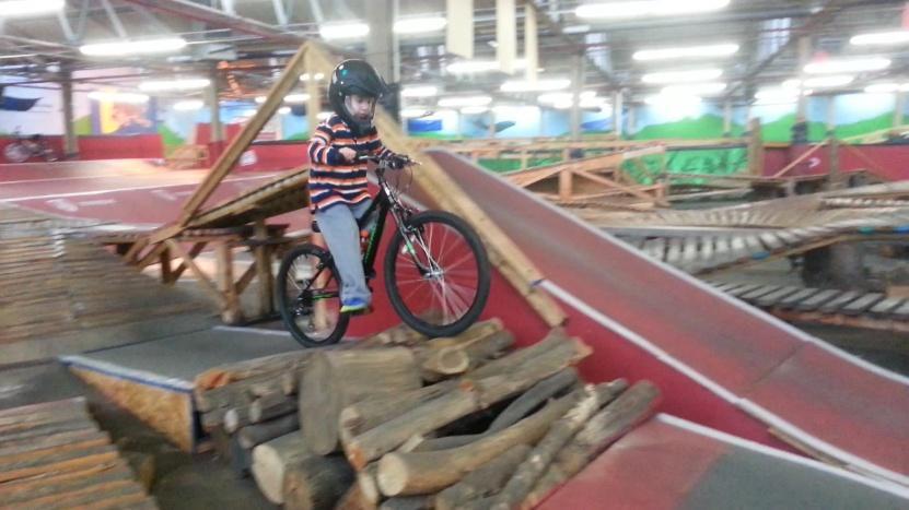 20" BMX or full-size mountain bike it doesn't matter they all roll on these endless indoor trails.