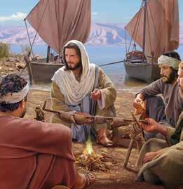 TM THE BIBLE MEETS LIFE: Parents, today your child heard the Bible story of Jesus and His disciples having breakfast on the shore. Jesus helped His disciples catch fish and then fed them breakfast.