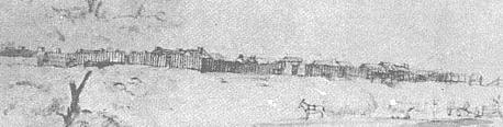 He helped build the fort which stood on the present site of the San Bernardino county court house. Fort San Bernardino was sketched in 1852 by William R. Hutton.