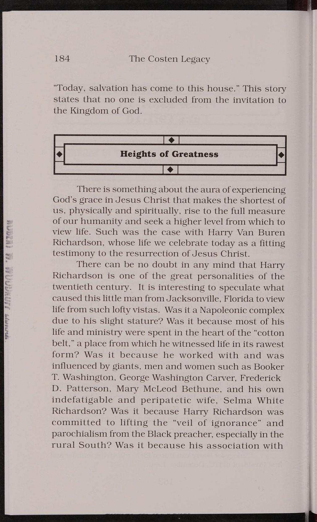 - ' ; ;? - Journal of the Interdenominational Theological Center, Vol. 24 [1996], Iss. 1, Art. 8 184 The Costen Legacy Today, salvation has come to this house.