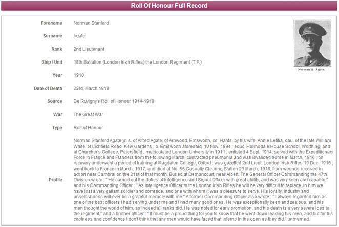 His record of death in 1918 Sadly like so many others, he died of his wounds at a casualty clearing station on the 23rd March.
