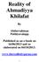 Reality of Ahmadiyya Khilafat