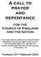 A call to prayer and repentance for the Church of England and the nation Thursday 27th February 2003