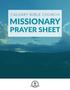 MISSIONARY PRAYER SHEET
