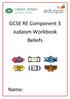 GCSE RE Component 3 Judaism Workbook Beliefs