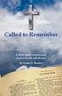 Called to Remember. A Bible study written with respect for the call of men. By Linda D. Bartlett