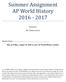 Summer Assignment AP World History