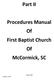 Part II. Procedures Manual Of First Baptist Church Of McCormick, SC