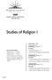 Studies of Religion I