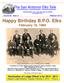 Happy Birthday B.P.O. Elks February 16, 1868