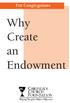 For Congregations. Why Create an Endowment