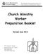 Church Ministry Worker Preparation Booklet