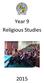 Year 9 Religious Studies
