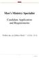 Men s Ministry Specialist. Candidate Application and Requirements