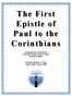 The First Epistle of Paul to the Corinthians. Teaching Series Conducted At West Side Church of God in Christ Rockford, Illinois