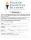 SUPPORT STAFF APPLICATION - Part I Shalom Christian Academy