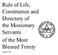 Rule of Life, Constitution and Directory of the Missionary Servants of the Most Blessed Trinity