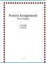 Poetry Assignment. Poetry Assignment. Year 8 English. 10/24/ Roydon Ng