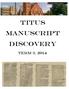 BATHURST PRESBYTERIAN. Titus Manuscript Discovery