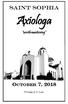 Saint Sophia. Axiologa. worth mentioning OCTOBER 7, rd Sunday of St. Luke