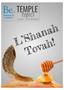 Temple Topics Vol. LIII, No. 1 September-October 2017 Elul 5777 Tishrei-Cheshvan 5778
