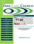 June 2, 2013 Park Lake Church Weekly Newsletter New Series