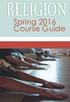 Religion. Spring 2016 Course Guide
