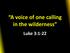 A voice of one calling in the wilderness. Luke 3:1-22