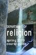 DEPARTMENT OF. religion. spring 2019 course guide